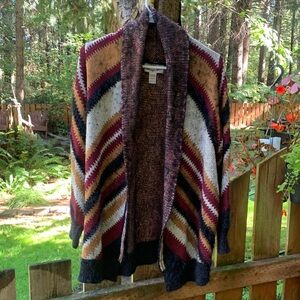 Oliver  Burgundy and Mustard Chevron Cardigan
